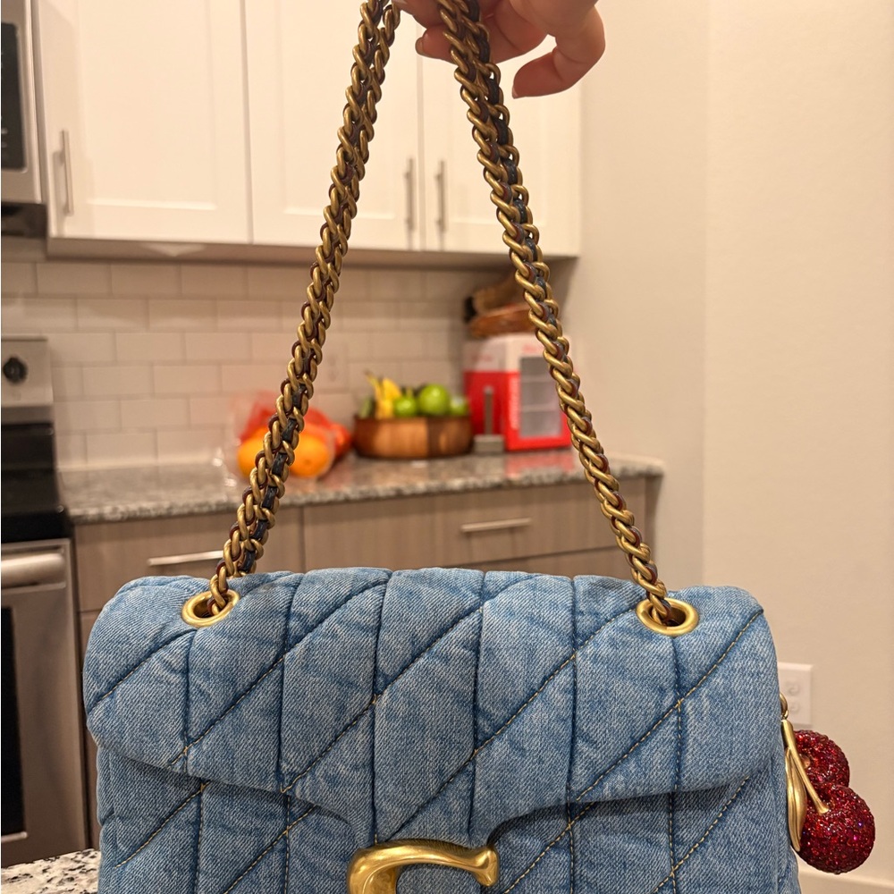 Coach Denim Quilted Tabby 26 Shoulder Bag with Gold Accents - Picture 4 of 5